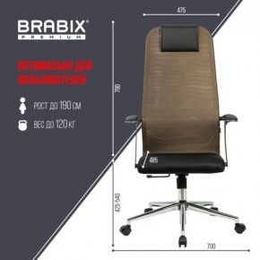 Кресло BRABIX PREMIUM "Ultimate EX-801" хром, плотная двойная сетка Х2, черное/коричневое, 532920 в Верхней Пышме - verhnyaya-pyshma.mebel24.online | фото 6