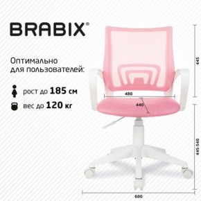 Кресло BRABIX "Fly MG-396W", с подлокотниками, пластик белый, сетка, розовое, 533008 в Верхней Пышме - verhnyaya-pyshma.mebel24.online | фото 5