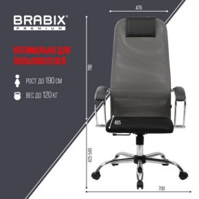 Кресло офисное BRABIX PREMIUM "Ultimate EX-800" хром, плотная двойная сетка Х2, черное/серое, 532912 в Верхней Пышме - verhnyaya-pyshma.mebel24.online | фото 3