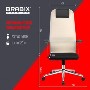 Кресло офисное BRABIX PREMIUM "Ultimate EX-801" хром, плотная двойная сетка Х2, черное/бежевое, 532919 в Верхней Пышме - verhnyaya-pyshma.mebel24.online | фото 6