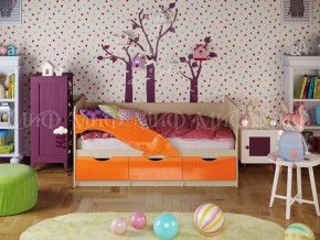 Кровать Дельфин-1 800*1600 (Оранжевый металлик/дуб крафт белый) в Верхней Пышме - verhnyaya-pyshma.mebel24.online | фото