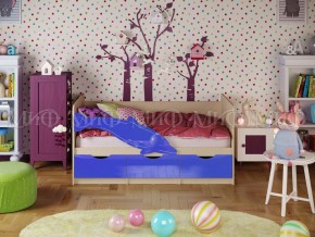 Кровать Дельфин-1 800*1600 (Синий металлик/дуб крафт белый) в Верхней Пышме - verhnyaya-pyshma.mebel24.online | фото