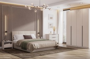 Кровать двойная №4 с основанием (Бежевый) в Верхней Пышме - verhnyaya-pyshma.mebel24.online | фото 3