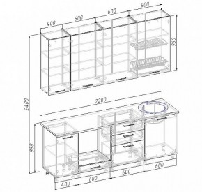 Кухонный гарнитур Антрацит 2200 (Стол. 26мм) в Верхней Пышме - verhnyaya-pyshma.mebel24.online | фото 3