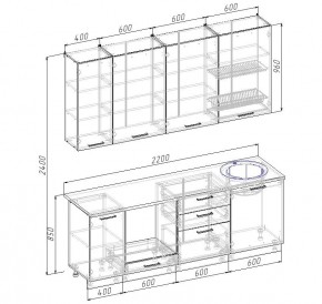 Кухонный гарнитур Дели 2200 (Стол. 26мм) в Верхней Пышме - verhnyaya-pyshma.mebel24.online | фото 2