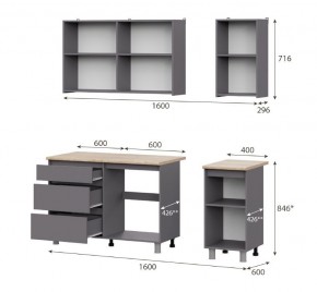 Кухонный гарнитур ДЕНВЕР (1600) Графит серый/Дуб Сонома в Верхней Пышме - verhnyaya-pyshma.mebel24.online | фото 2