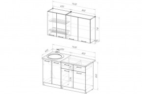 ЛОТОС Кухонный гарнитур Медиум 2 (1400 мм) в Верхней Пышме - verhnyaya-pyshma.mebel24.online | фото 2