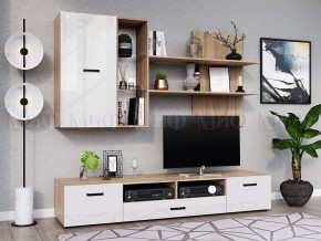 Нэнси New Тумба ТВ ЛДСП (2дв.+1ящ.) Белый глянец/Сонома в Верхней Пышме - verhnyaya-pyshma.mebel24.online | фото 3