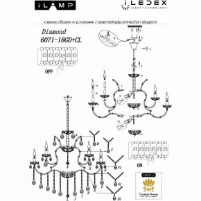 Подвесная люстра iLamp Diamond 6071-18 GD+CL в Верхней Пышме - verhnyaya-pyshma.mebel24.online | фото 2