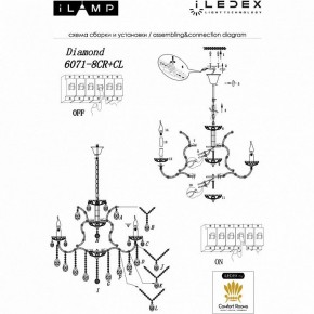 Подвесная люстра iLamp Diamond 6071-8 CR+CL в Верхней Пышме - verhnyaya-pyshma.mebel24.online | фото 2