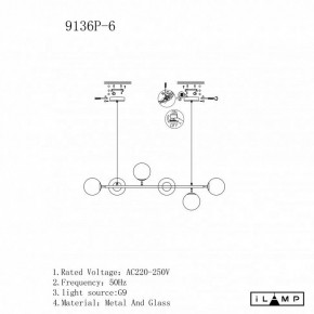 Подвесная люстра iLamp Golden 9136P/6 BK-WH в Верхней Пышме - verhnyaya-pyshma.mebel24.online | фото 3