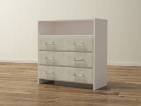 PROxSON Комод Varna (ЛДСП Белая+ткань Белый/Savana Milk (молочный)) 90x40 в Верхней Пышме - verhnyaya-pyshma.mebel24.online | фото 1