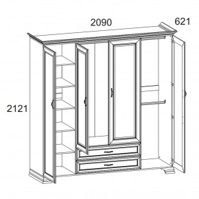 Шкаф 4D2S Z, TIFFANY, цвет вудлайн кремовый в Верхней Пышме - verhnyaya-pyshma.mebel24.online | фото 1