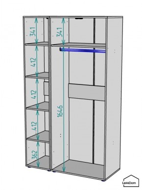 Шкаф Linnea MHR-3-1 2050х1200х510 (ДВ-М 11.1.25) в Верхней Пышме - verhnyaya-pyshma.mebel24.online | фото 3