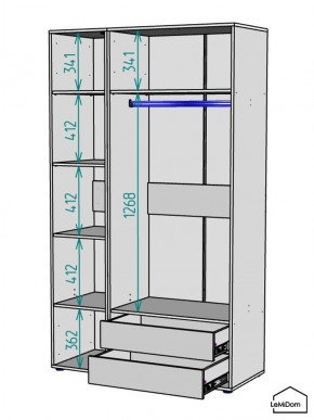 Шкаф Linnea MHR-3PO-2 2050х1200х510 (Белый-М 11.1.2) в Верхней Пышме - verhnyaya-pyshma.mebel24.online | фото 3