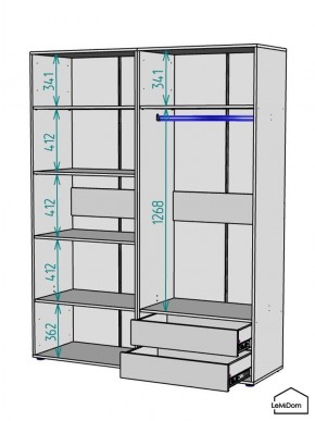 Шкаф Linnea MHR-4-2 2050х1600х510 (ДВ-М 11.1.25) в Верхней Пышме - verhnyaya-pyshma.mebel24.online | фото 3