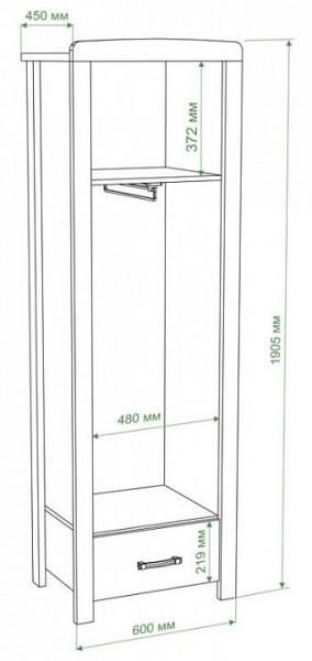 Шкаф платяной Бартоло Ш1Д в Верхней Пышме - verhnyaya-pyshma.mebel24.online | фото 2
