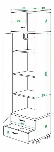Шкаф платяной Домино КС-10 в Верхней Пышме - verhnyaya-pyshma.mebel24.online | фото 3