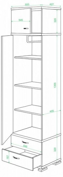 Шкаф платяной Домино КС-10 в Верхней Пышме - verhnyaya-pyshma.mebel24.online | фото 2