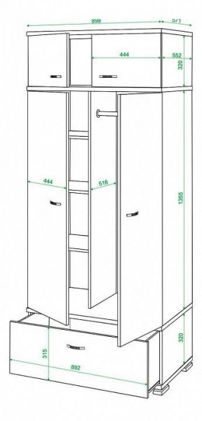 Шкаф платяной Домино КС-20 в Верхней Пышме - verhnyaya-pyshma.mebel24.online | фото 3