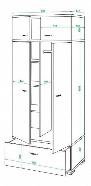 Шкаф платяной Домино КС-20 в Верхней Пышме - verhnyaya-pyshma.mebel24.online | фото 3