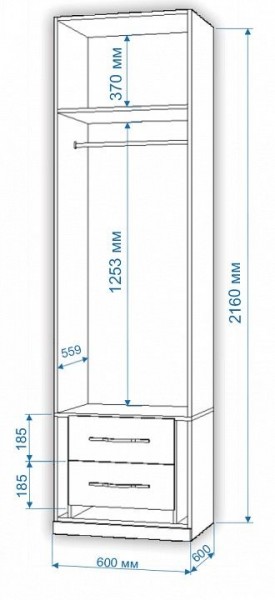 Шкаф платяной Нобиле Пл-60/60 в Верхней Пышме - verhnyaya-pyshma.mebel24.online | фото 2