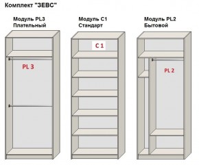 Шкаф распашной серия «ЗЕВС» (PL3/С1/PL2) в Верхней Пышме - verhnyaya-pyshma.mebel24.online | фото 2