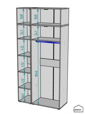 Шкаф с антресолью Linnea MHR-3A-1 2450х1200х510 (Графит-М 11.1.25) в Верхней Пышме - verhnyaya-pyshma.mebel24.online | фото 3