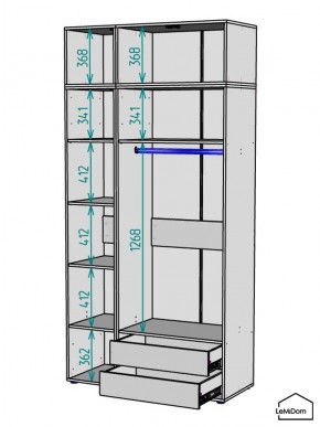 Шкаф с антресолью Linnea MHR-3A-2 2450х1200х510 (Графит-М 11.1.25) в Верхней Пышме - verhnyaya-pyshma.mebel24.online | фото 3