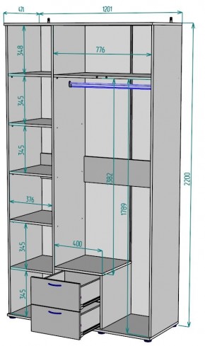 Шкаф с зеркалом Ольга H54_M в Верхней Пышме - verhnyaya-pyshma.mebel24.online | фото 2