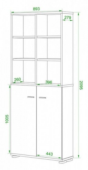 Стеллаж комбинированный Домино Лайт ПУ-30-4 в Верхней Пышме - verhnyaya-pyshma.mebel24.online | фото 2