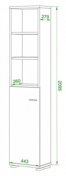Стеллаж комбинированный Домино ПУ-20-2 в Верхней Пышме - verhnyaya-pyshma.mebel24.online | фото 2