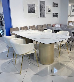 Стол BRONTE 220 KL-188 Контрастный мрамор матовый, итальянская керамика/ Шампань, ®DISAUR в Верхней Пышме - verhnyaya-pyshma.mebel24.online | фото 3