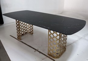 Стол CHIAVARI 220 KL-116 Черный мрамор матовый, итальянская керамика / бронзовый, ®DISAUR в Верхней Пышме - verhnyaya-pyshma.mebel24.online | фото 4