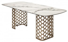 Стол CHIAVARI 220 KL-188 Контрастный мрамор матовый, итальянская керамика / Шампань, ®DISAUR в Верхней Пышме - verhnyaya-pyshma.mebel24.online | фото