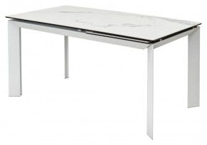 Стол CREMONA 140 HIGH GLOSS STATUARIO Белый мрамор глянцевый, керамика/ белый каркас, ®DISAUR в Верхней Пышме - verhnyaya-pyshma.mebel24.online | фото 1