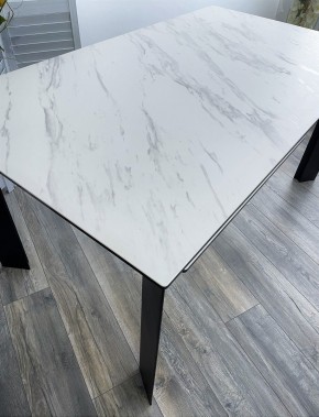Стол CREMONA 180 KL-99 Белый мрамор матовый, итальянская керамика / черный каркас, ®DISAUR в Верхней Пышме - verhnyaya-pyshma.mebel24.online | фото 2