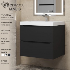 Тумба под раковину Uperwood Tanos 60 см, подвесная, черная матовая в Верхней Пышме - verhnyaya-pyshma.mebel24.online | фото 3