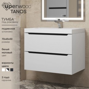 Тумба под раковину Uperwood Tanos 70 см, подвесная, белая/графит в Верхней Пышме - verhnyaya-pyshma.mebel24.online | фото 3