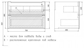 Тумба под раковину Uperwood Tanos 70 см, подвесная, белая/графит в Верхней Пышме - verhnyaya-pyshma.mebel24.online | фото 7