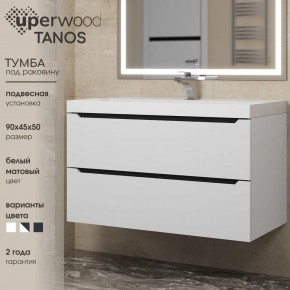 Тумба под раковину Uperwood Tanos 90 см, подвесная, белая/графит в Верхней Пышме - verhnyaya-pyshma.mebel24.online | фото 3